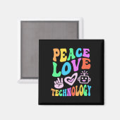 PEACE LOVE TECHNOLOGIE Retro Computer Teach Magneet (Voorkant / Achterkant)