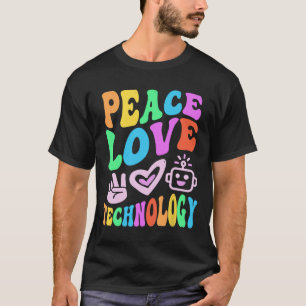 PEACE LOVE TECHNOLOGIE Retro Computer Teach T-shirt