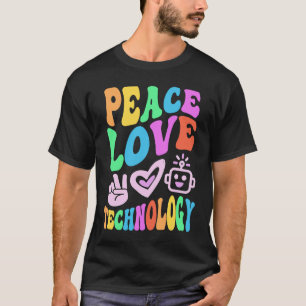 PEACE LOVE TECHNOLOGIE Retro Computer Teach T-shirt