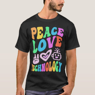 PEACE LOVE TECHNOLOGIE Retro Computer Teach T-shirt