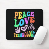 Peace Love Technology Retro Computer Leraar Vibes Muismat (Met muis)