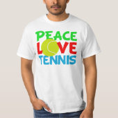 Peace Love Tennis Ball Cute Team Player T-shirt (Voorkant)