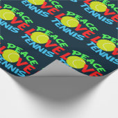 Peace Love Tennis Blue Kerstmis Cadeaupapier (Hoek)
