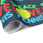 Peace Love Tennis Blue Kerstmis Cadeaupapier (Rol Hoek)