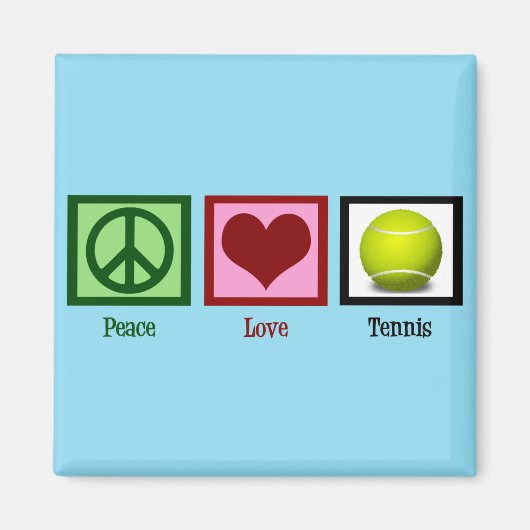 Peace Love Tennis Blue Magneet (Voorkant)