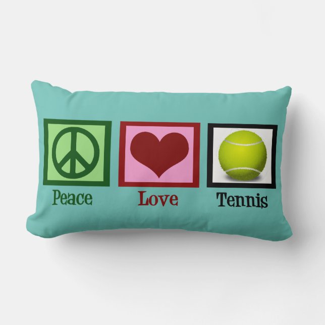 Peace Love Tennis Custom Blauwgroen Kussen (Voorkant)