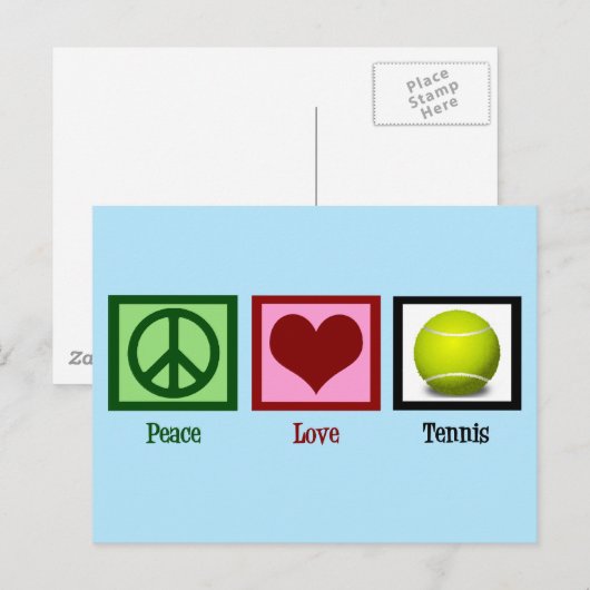 Peace Love Tennis Cute Blue Briefkaart (Voorkant / Achterkant)