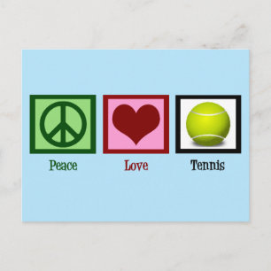 Peace Love Tennis Cute Blue Briefkaart
