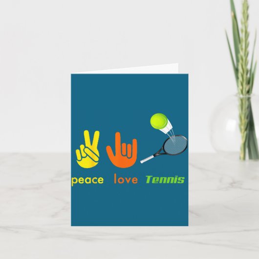 Peace Love Tennis Funny Tennis Lovers Hand Sign De Kaart (Voorkant)