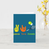 Peace Love Tennis Funny Tennis Lovers Hand Sign De Kaart (Gele Bloem)