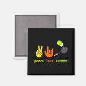 Peace Love Tennis Funny Tennis Lovers Hand Sign De Magneet (Voorkant / Achterkant)