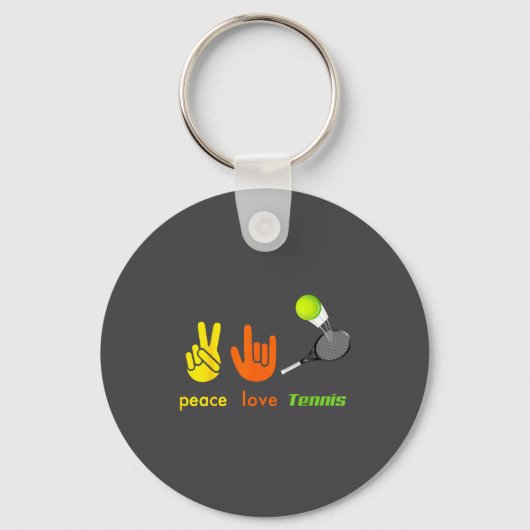 Peace Love Tennis Funny Tennis Lovers Hand Sign De Sleutelhanger (Voorkant)