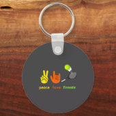 Peace Love Tennis Funny Tennis Lovers Hand Sign De Sleutelhanger (Voorkant)