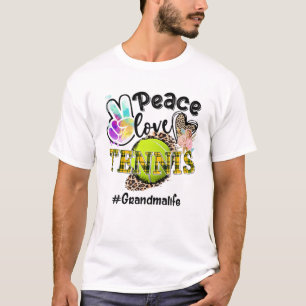 Peace Love Tennis Grandma Life Ma Grandma Leopard T-shirt