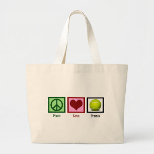 Peace Love Tennis Grote Tote Bag