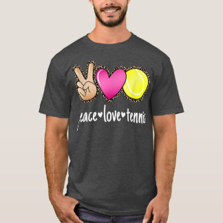 Peace Love Tennis Leopard Print Girls Women Tennis T-shirt