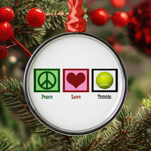 Peace Love Tennis Metalen Ornament
