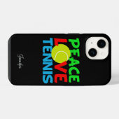 Peace Love Tennis Player Cute Personated Black iPhone Hoesje (Achterkant horizontaal)