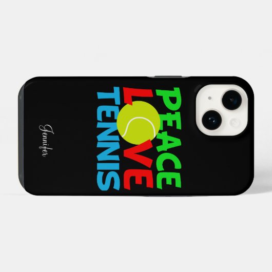 Peace Love Tennis Player Cute Personated Black iPhone Hoesje (Achterkant horizontaal)