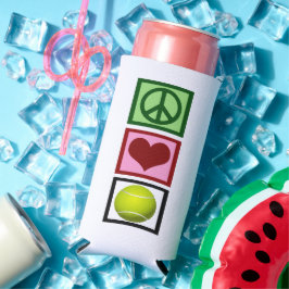 Peace Love Tennis Player-toets Seltzer Blikjeskoeler