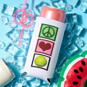 Peace Love Tennis Player-toets Seltzer Blikjeskoeler