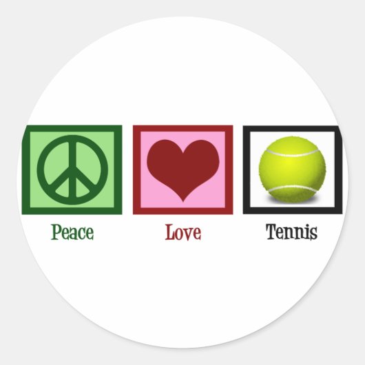 Peace Love Tennis Ronde Sticker (Voorkant)