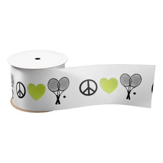 Peace Love Tennis Statement Satijnen Lint (Spoel)