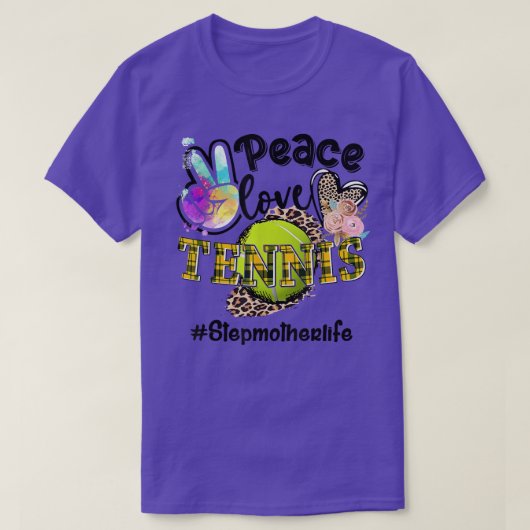 Peace Love Tennis Stepmoeder Life Ma Grandma Leop T-shirt (Design voorkant)