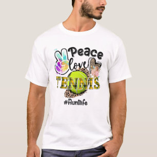 Peace Love Tennis tante Life Ma Grandma Leopard T-shirt