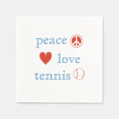 Peace Love Tennis with Heart and Ball Paper Party Servet (Voorkant)