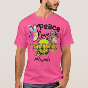 Peace Love Tennis Yaya Life Ma Grandma Leopard T-shirt