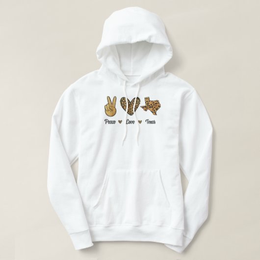 Peace Love Texas Leopard Flag Map Souvenirs for Me Hoodie (Design voorkant)