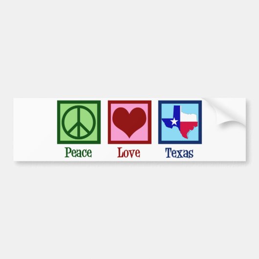 Peace Love Texas Proud Texan Bumpersticker (Voorkant)