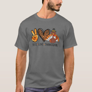 Peace Love Thanksgiving Leopard Heart Turkey Dank T-shirt