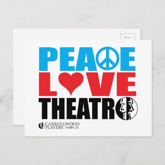 Peace Love Theater Briefkaart (Voorkant / Achterkant)