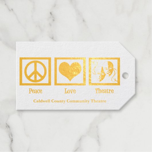 Peace Love Theater Company, aangepast kerstfeest G Cadeaulabels (Voorkant (horizontaal))