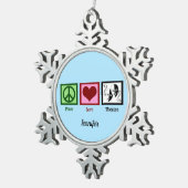 Peace Love Theater Cute Monogram Actor Tin Sneeuwvlok Ornament (Rechts)