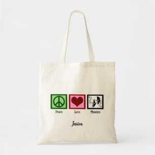 Peace Love Theater Cute Persoonlijk Tote Bag