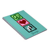 Peace Love Theater Persoonlijk Blauwgroen Notitieboek (Rechterzijde)