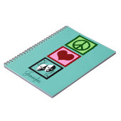 Peace Love Theater Persoonlijk Blauwgroen Notitieboek (Linkerzijde)