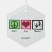 Peace Love Theater Persoonlijke Kerstmis Glas Ornament (Voorkant)