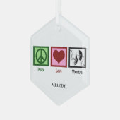 Peace Love Theater Persoonlijke Kerstmis Glas Ornament (Voorkant links)