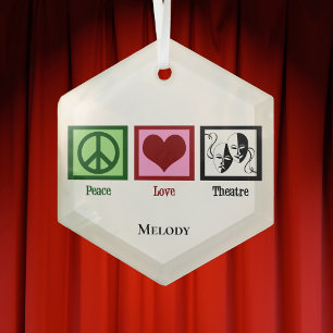 Peace Love Theater Persoonlijke Kerstmis Glas Ornament