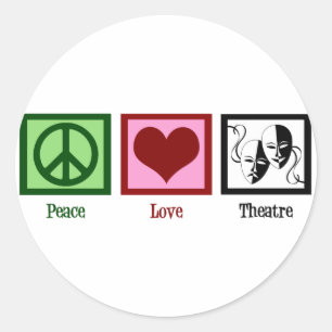 Peace Love Theater Ronde Sticker