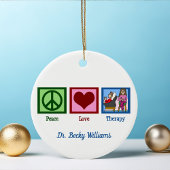 Peace Love Therapy Custom Therapist Kerstmis Keramisch Ornament