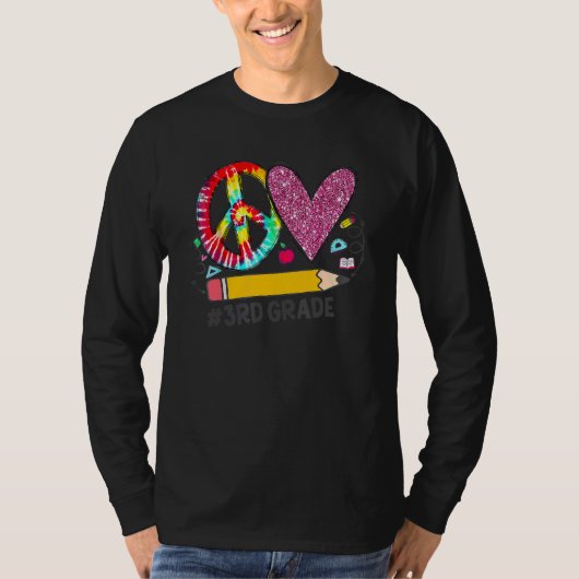 Peace Love Third Grad Back to School Team 3rd Gra T-shirt (Voorkant)