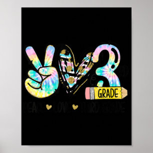 Peace Love Third Grade Fun Tie Student Teacher Poster