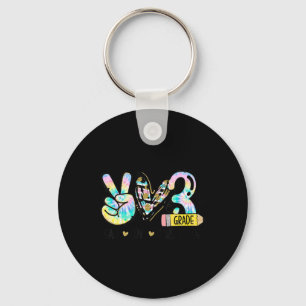 Peace Love Third Grade Fun Tie Student Teacher Sleutelhanger