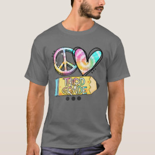 Peace Love Third Grade Funny Stropdas-Dye Student T-shirt