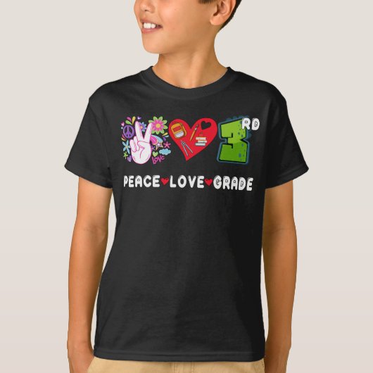 Peace Love Third Grade Squad Back to School 3rd T-shirt (Voorkant)